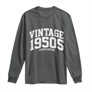 Vintage 1950s Limited Edition Long Sleeve Shirt Vintage Varsity Funny Cool 1950 Theme TS10 Dark Heather Print Your Wear