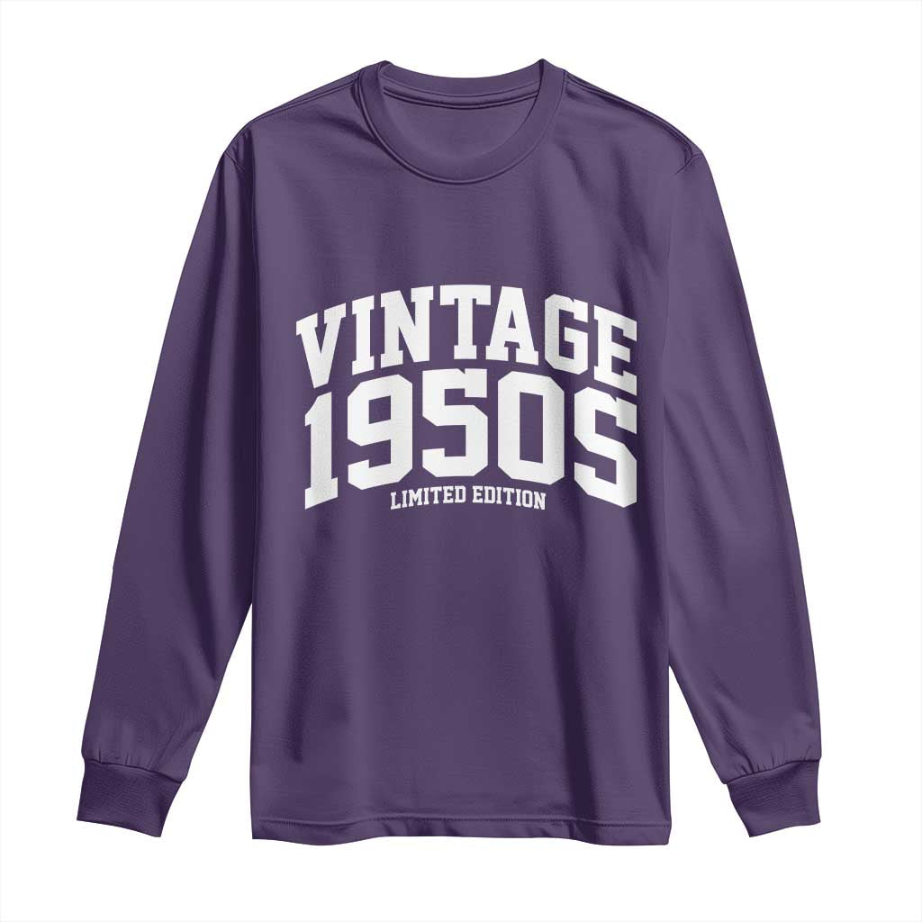 Vintage 1950s Limited Edition Long Sleeve Shirt Vintage Varsity Funny Cool 1950 Theme TS10 Purple Print Your Wear