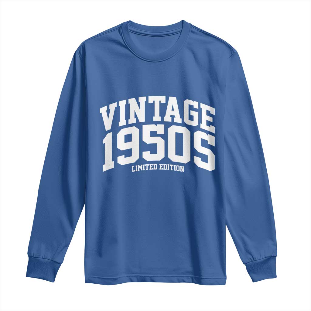 Vintage 1950s Limited Edition Long Sleeve Shirt Vintage Varsity Funny Cool 1950 Theme TS10 Royal Blue Print Your Wear