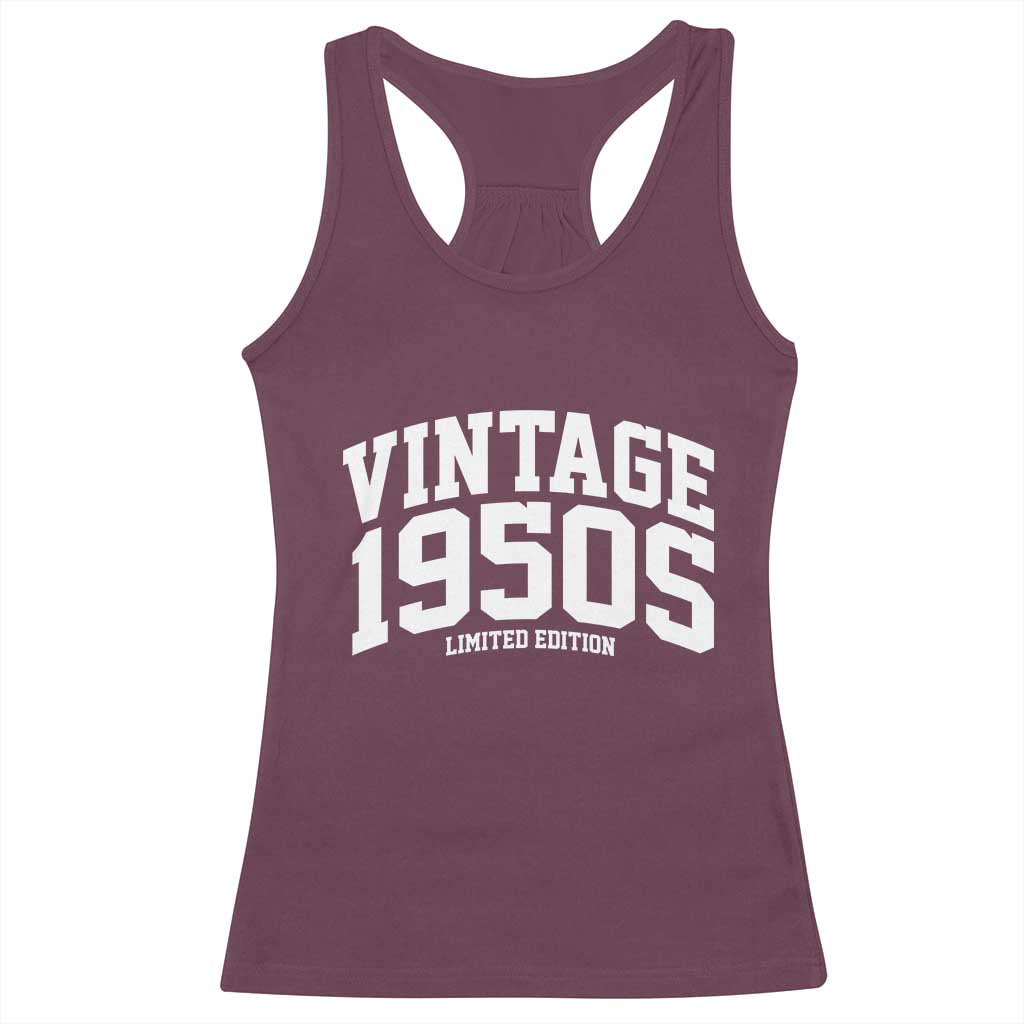 Vintage 1950s Limited Edition Racerback Tank Top Vintage Varsity Funny Cool 1950 Theme TS10 Maroon Print Your Wear