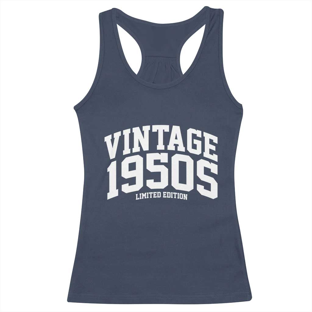 Vintage 1950s Limited Edition Racerback Tank Top Vintage Varsity Funny Cool 1950 Theme TS10 Navy Print Your Wear