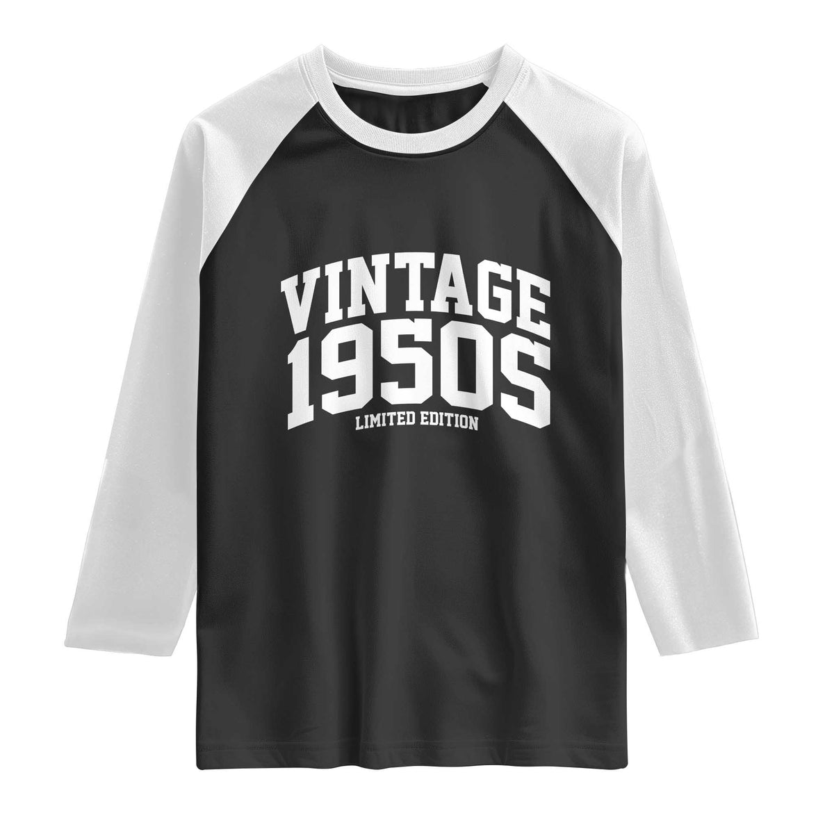 Vintage 1950s Limited Edition Raglan Shirt Vintage Varsity Funny Cool 1950 Theme TS10 Black White Print Your Wear