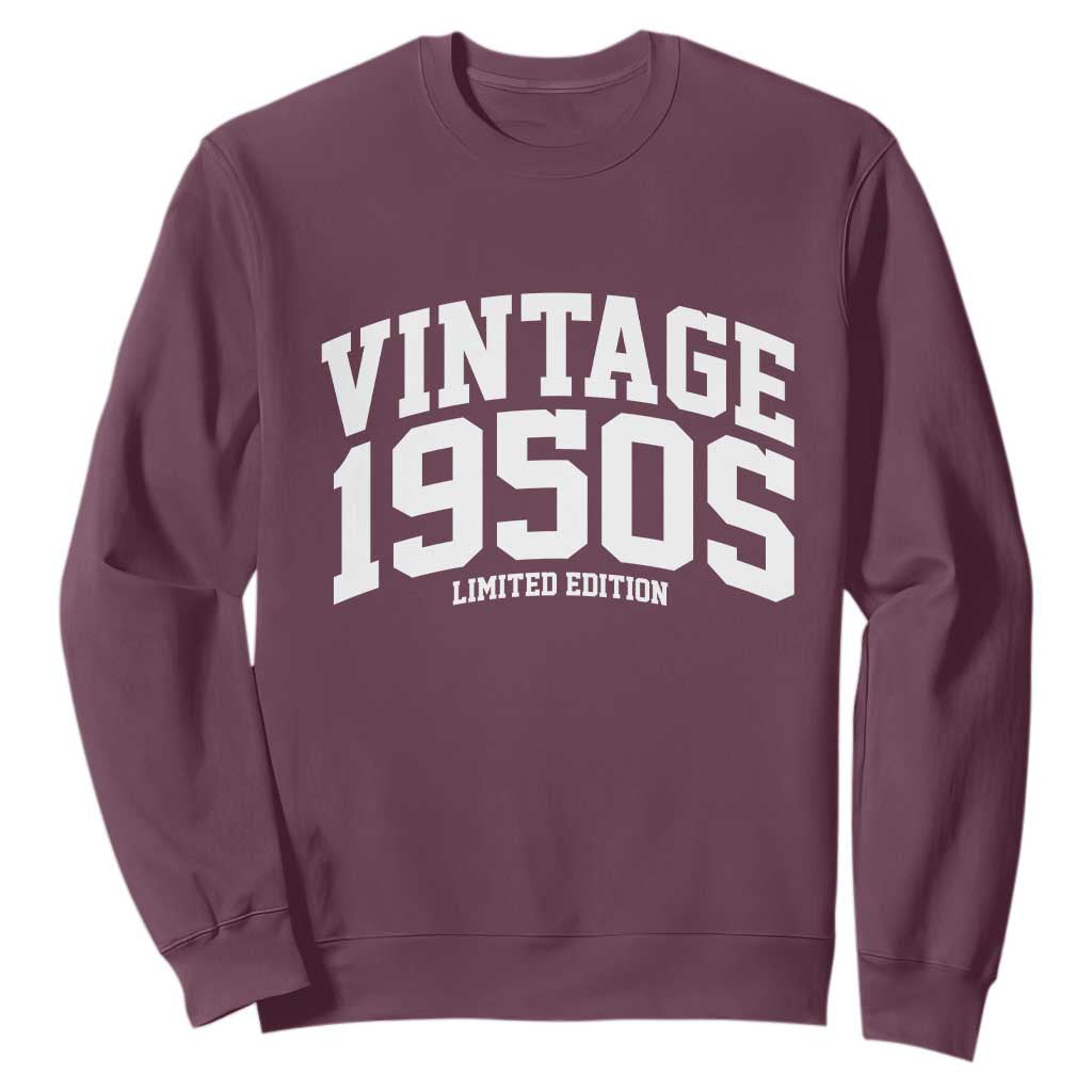 Vintage 1950s Limited Edition Sweatshirt Vintage Varsity Funny Cool 1950 Theme TS10 Maroon Print Your Wear