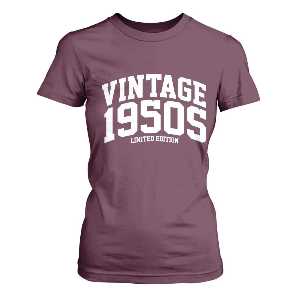 Vintage 1950s Limited Edition T Shirt For Women Vintage Varsity Funny Cool 1950 Theme TS10 Maroon Print Your Wear