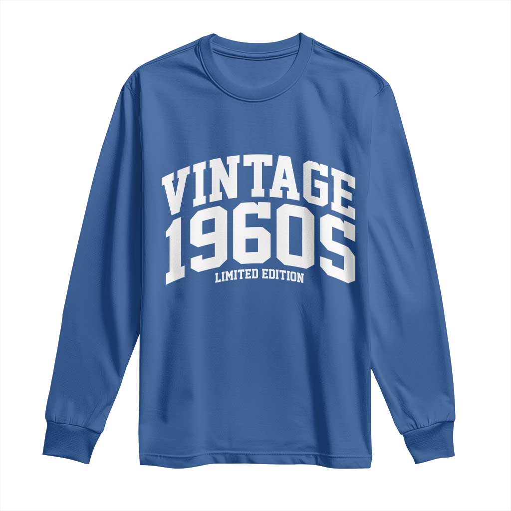 Vintage 1960s Limited Edition Long Sleeve Shirt Vintage Varsity Funny Cool 1960 Theme TS10 Royal Blue Print Your Wear