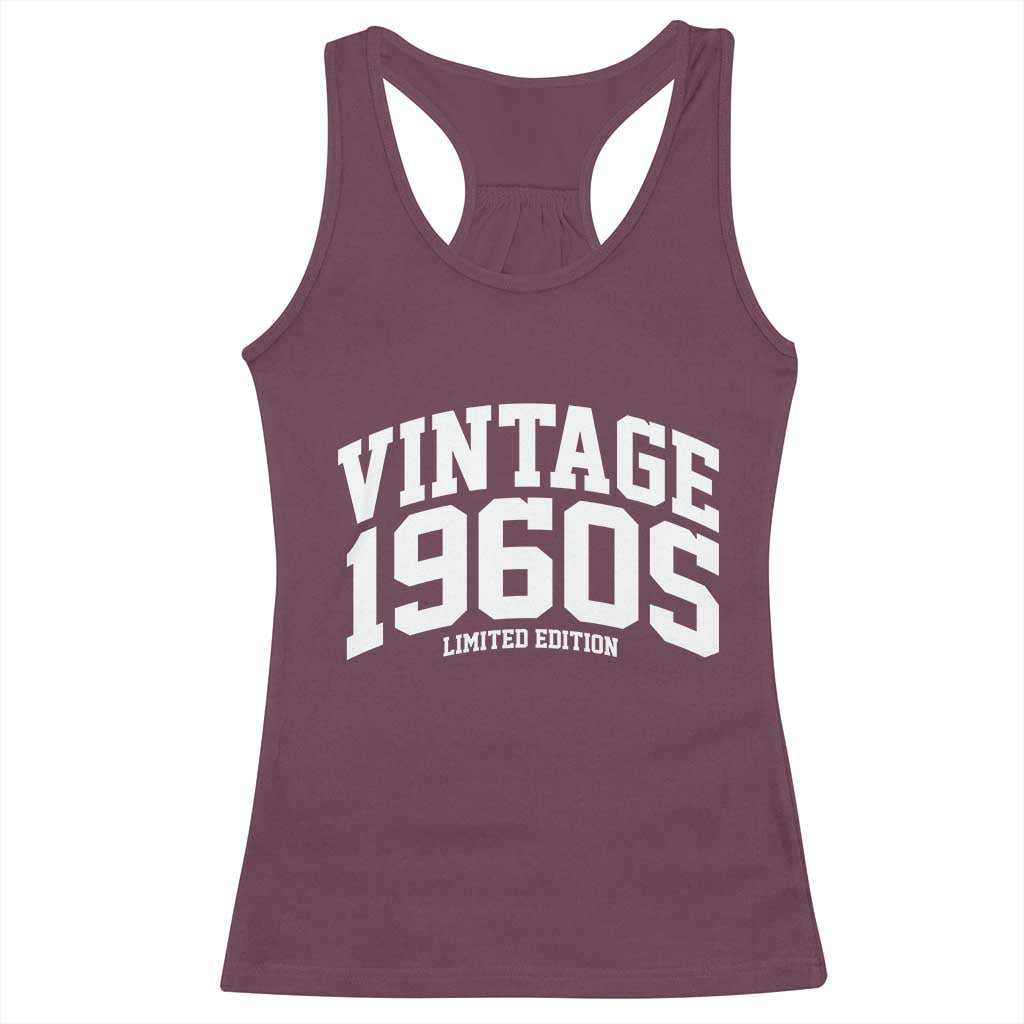 Vintage 1960s Limited Edition Racerback Tank Top Vintage Varsity Funny Cool 1960 Theme TS10 Maroon Print Your Wear