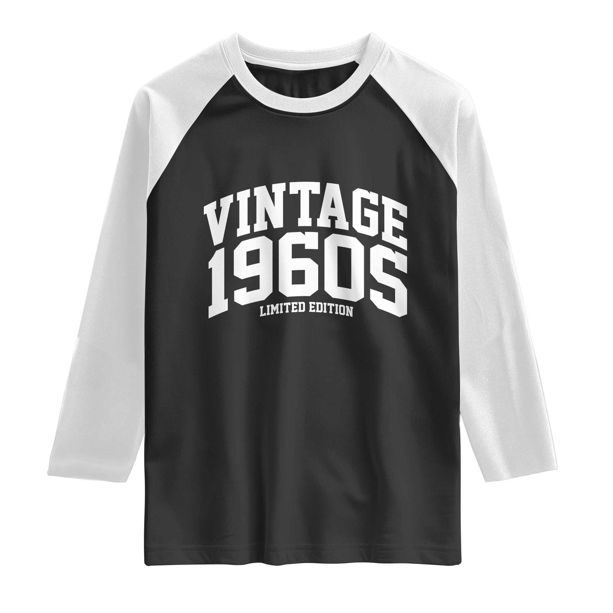 Vintage 1960s Limited Edition Raglan Shirt Vintage Varsity Funny Cool 1960 Theme TS10 Black White Print Your Wear