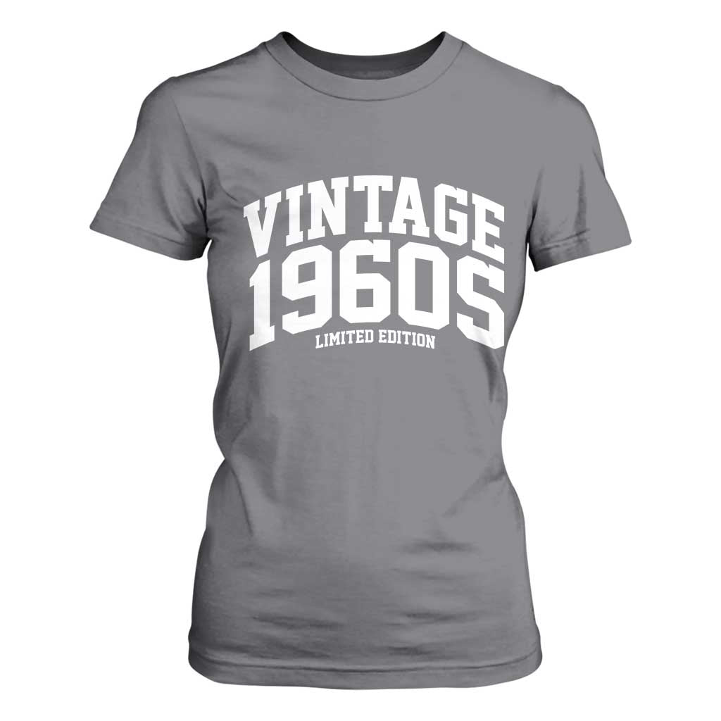 Vintage 1960s Limited Edition T Shirt For Women Vintage Varsity Funny Cool 1960 Theme TS10 Charcoal Print Your Wear