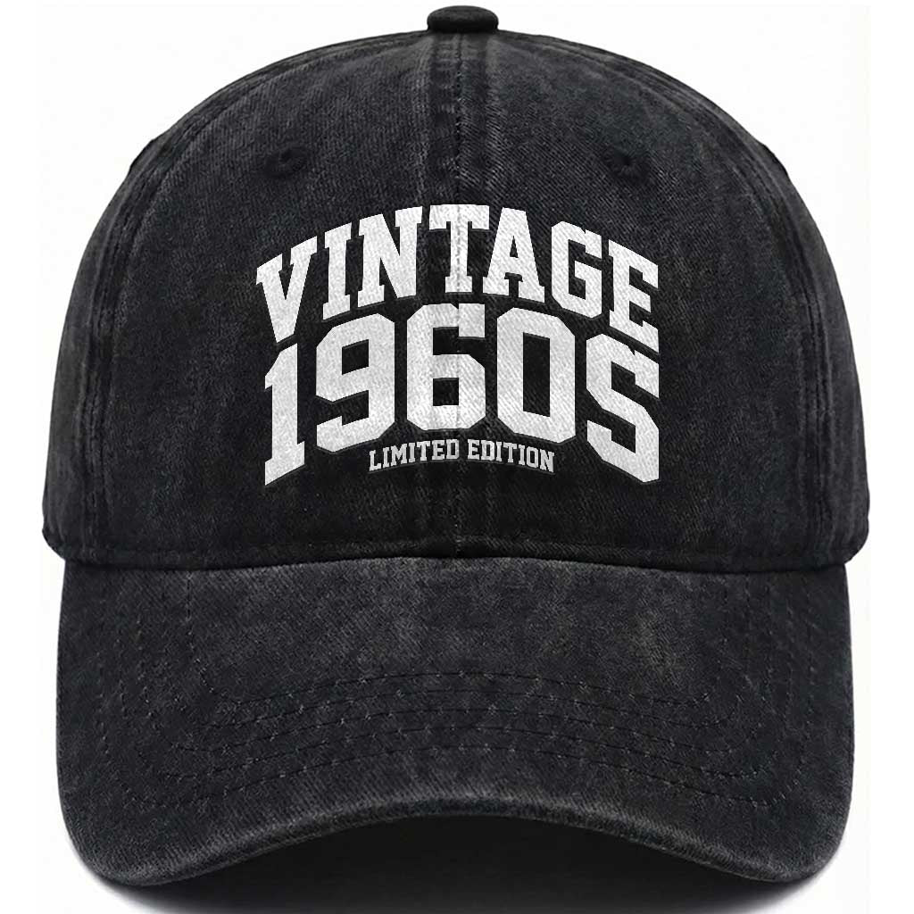 Vintage 1960s Limited Edition Washed Cotton Baseball Cap Vintage Varsity Funny Cool 1960 Theme TS10 Print Your Wear