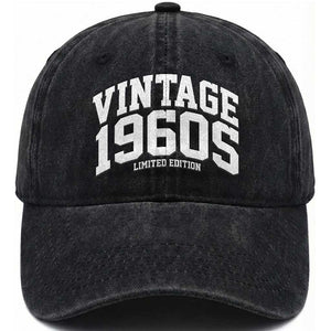 Vintage 1960s Limited Edition Washed Cotton Baseball Cap Vintage Varsity Funny Cool 1960 Theme TS10 Print Your Wear