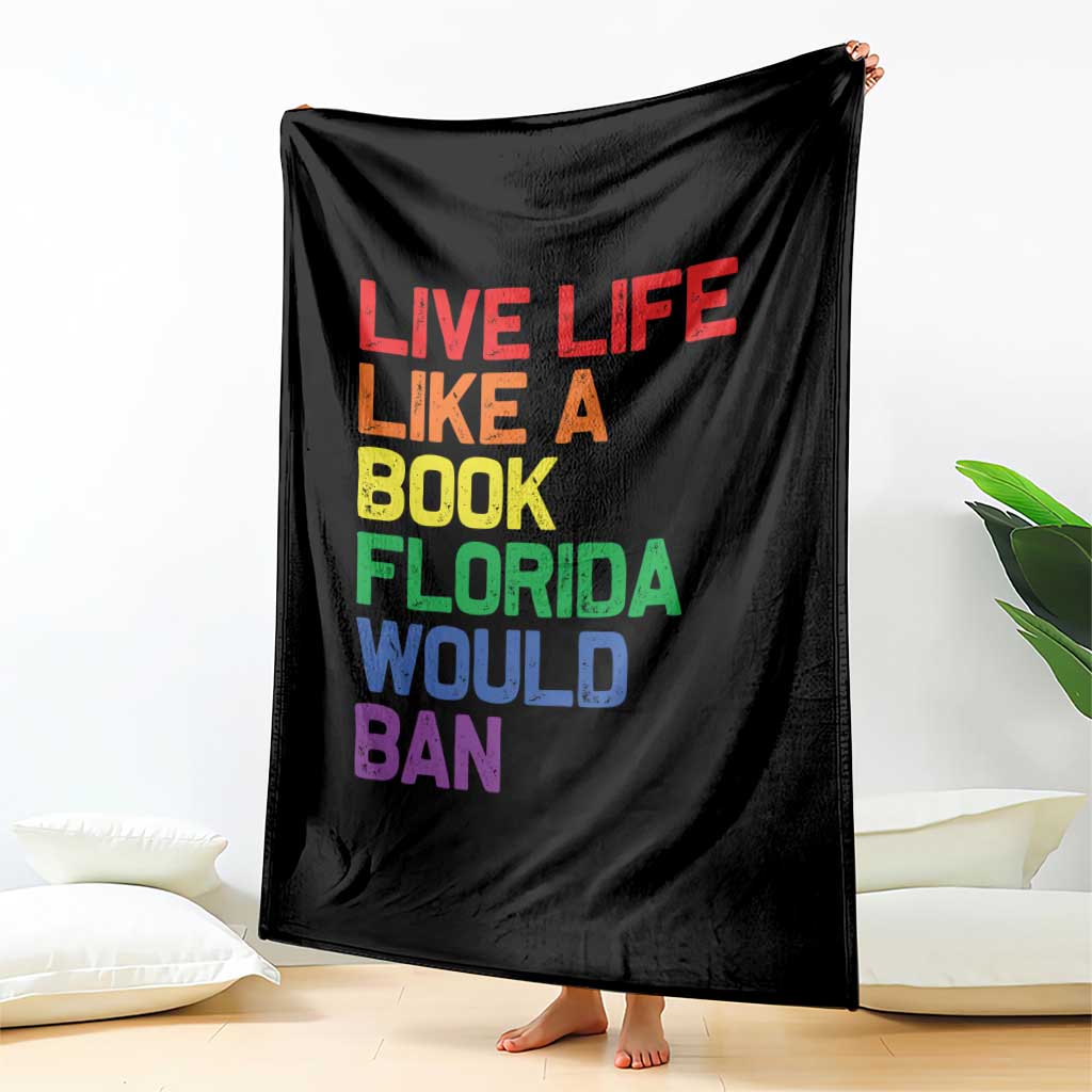 Retro Live Like Book In Florida LGBTQ Subtle Pride Throw Blanket Rainbow LGBTQIA Pride TS10 Print Your Wear