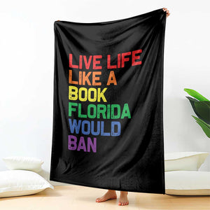 Retro Live Like Book In Florida LGBTQ Subtle Pride Throw Blanket Rainbow LGBTQIA Pride TS10 Print Your Wear