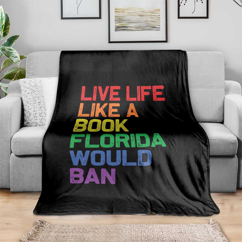 Retro Live Like Book In Florida LGBTQ Subtle Pride Throw Blanket Rainbow LGBTQIA Pride TS10 Print Your Wear