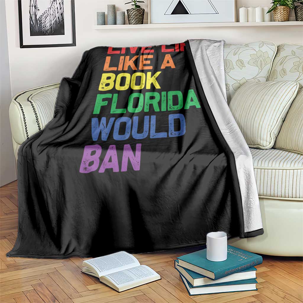 Retro Live Like Book In Florida LGBTQ Subtle Pride Throw Blanket Rainbow LGBTQIA Pride TS10 Print Your Wear