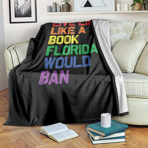 Retro Live Like Book In Florida LGBTQ Subtle Pride Throw Blanket Rainbow LGBTQIA Pride TS10 Print Your Wear