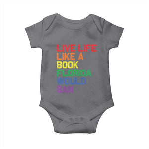 Retro Live Like Book In Florida LGBTQ Subtle Pride Baby Onesie Rainbow LGBTQIA Pride TS10 Charcoal Print Your Wear