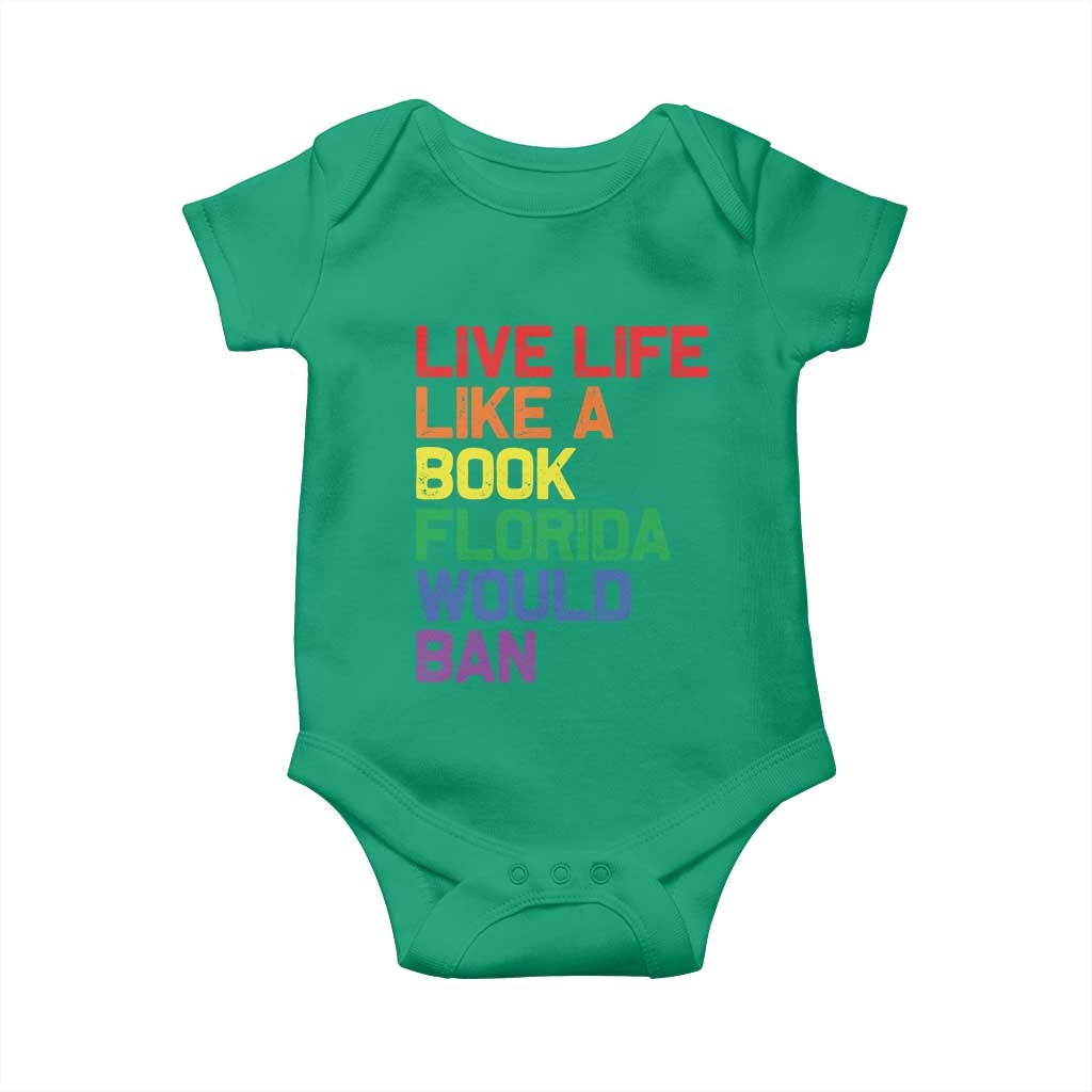 Retro Live Like Book In Florida LGBTQ Subtle Pride Baby Onesie Rainbow LGBTQIA Pride TS10 Irish Green Print Your Wear