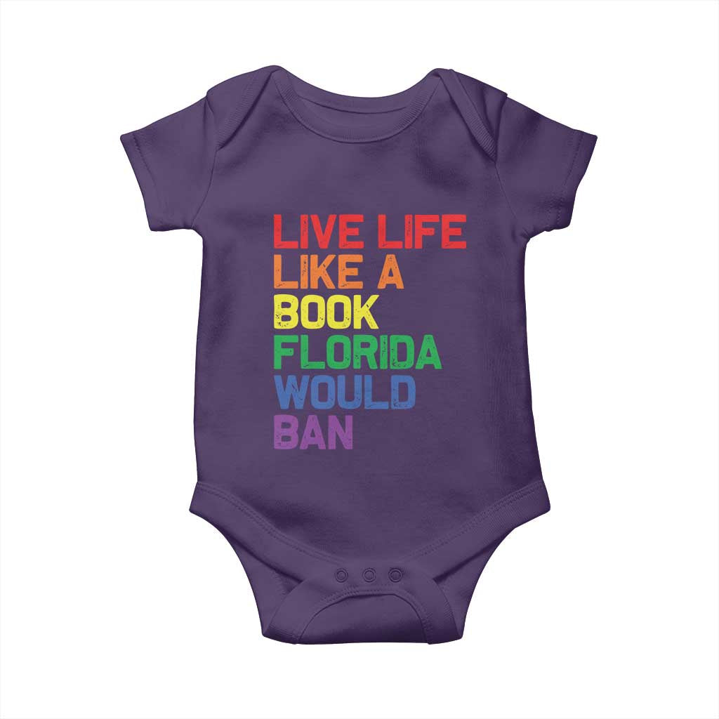 Retro Live Like Book In Florida LGBTQ Subtle Pride Baby Onesie Rainbow LGBTQIA Pride TS10 Purple Print Your Wear