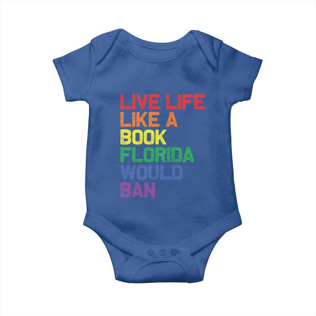 Retro Live Like Book In Florida LGBTQ Subtle Pride Baby Onesie Rainbow LGBTQIA Pride TS10 Royal Blue Print Your Wear