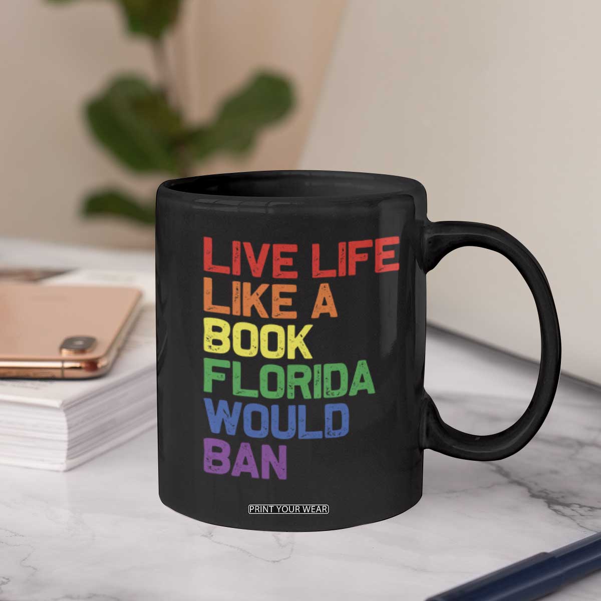 Retro Live Like Book In Florida LGBTQ Subtle Pride Coffee Mug Rainbow LGBTQIA Pride TS10 Print Your Wear