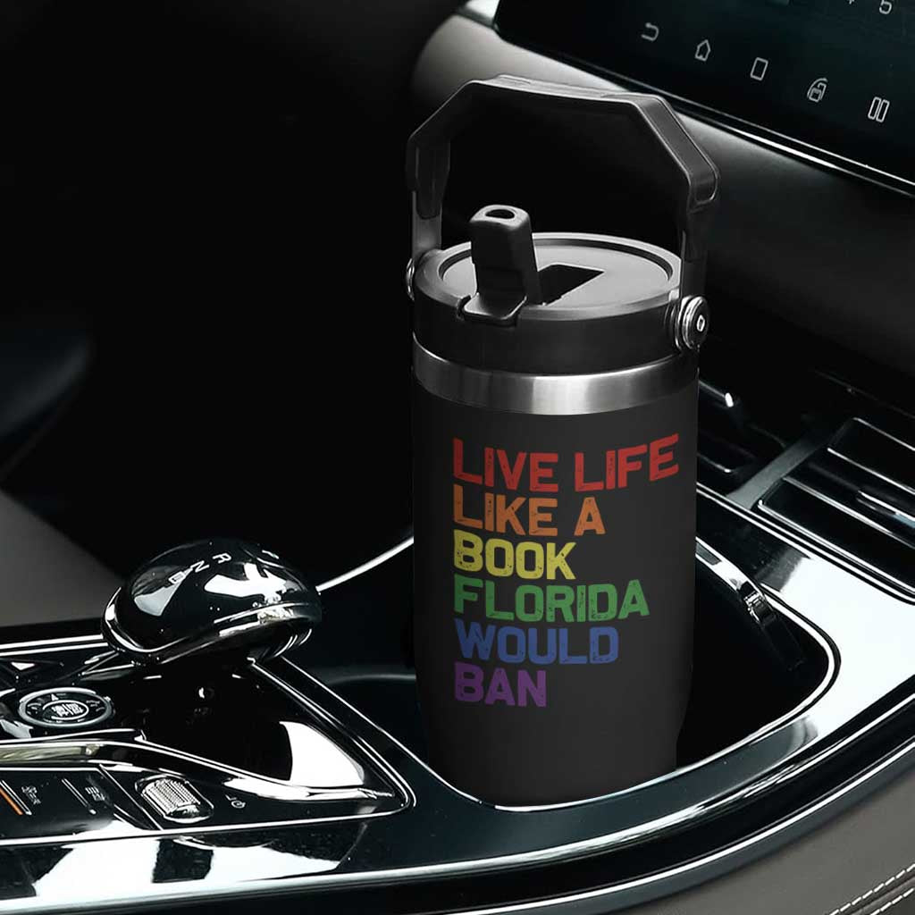 Retro Live Like Book In Florida LGBTQ Subtle Pride Flip Straw Tumbler Rainbow LGBTQIA Pride TS10 Print Your Wear