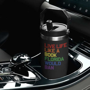 Retro Live Like Book In Florida LGBTQ Subtle Pride Flip Straw Tumbler Rainbow LGBTQIA Pride TS10 Print Your Wear
