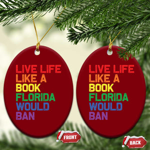 Retro Live Like Book In Florida LGBTQ Subtle Pride Ceramic Ornament Rainbow LGBTQIA Pride TS10 Print Your Wear