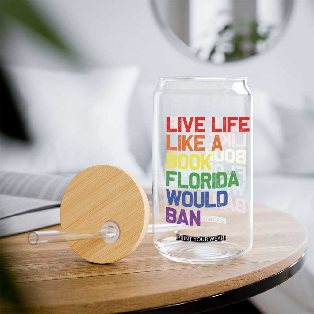 Retro Live Like Book In Florida LGBTQ Subtle Pride Glass Can Rainbow LGBTQIA Pride TS10 Print Your Wear