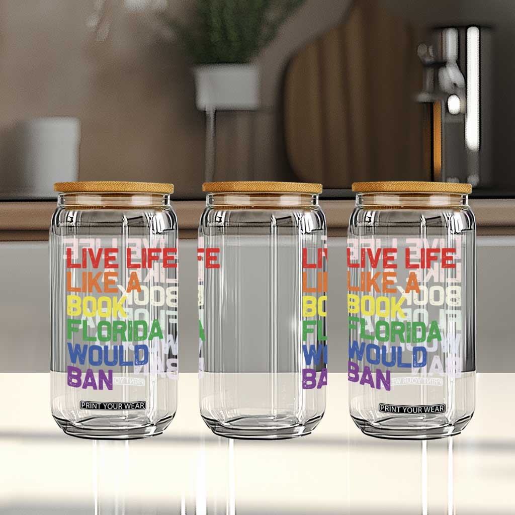 Retro Live Like Book In Florida LGBTQ Subtle Pride Glass Can Rainbow LGBTQIA Pride TS10 Print Your Wear