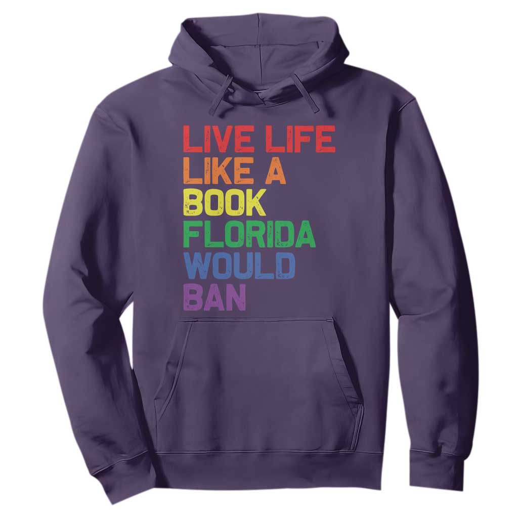 Retro Live Like Book In Florida LGBTQ Subtle Pride Hoodie Rainbow LGBTQIA Pride TS10 Purple Print Your Wear