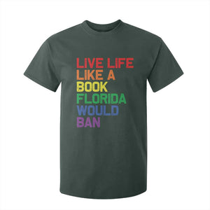 Retro Live Like Book In Florida LGBTQ Subtle Pride T Shirt For Kid Rainbow LGBTQIA Pride TS10 Dark Forest Green Print Your Wear