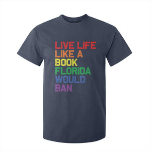Retro Live Like Book In Florida LGBTQ Subtle Pride T Shirt For Kid Rainbow LGBTQIA Pride TS10 Navy Print Your Wear