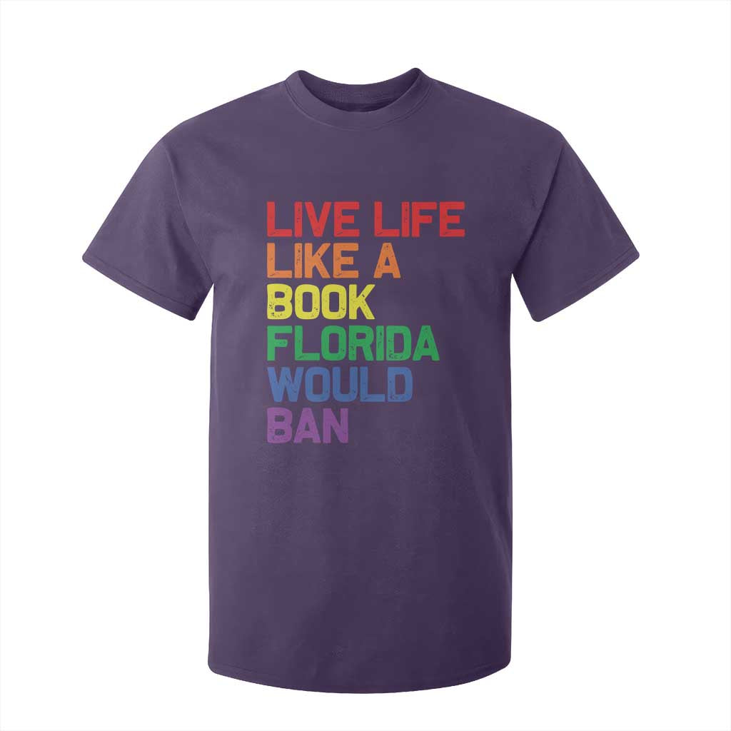 Retro Live Like Book In Florida LGBTQ Subtle Pride T Shirt For Kid Rainbow LGBTQIA Pride TS10 Purple Print Your Wear