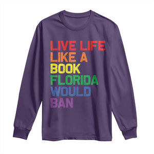 Retro Live Like Book In Florida LGBTQ Subtle Pride Long Sleeve Shirt Rainbow LGBTQIA Pride TS10 Purple Print Your Wear