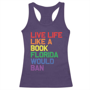 Retro Live Like Book In Florida LGBTQ Subtle Pride Racerback Tank Top Rainbow LGBTQIA Pride TS10 Purple Print Your Wear