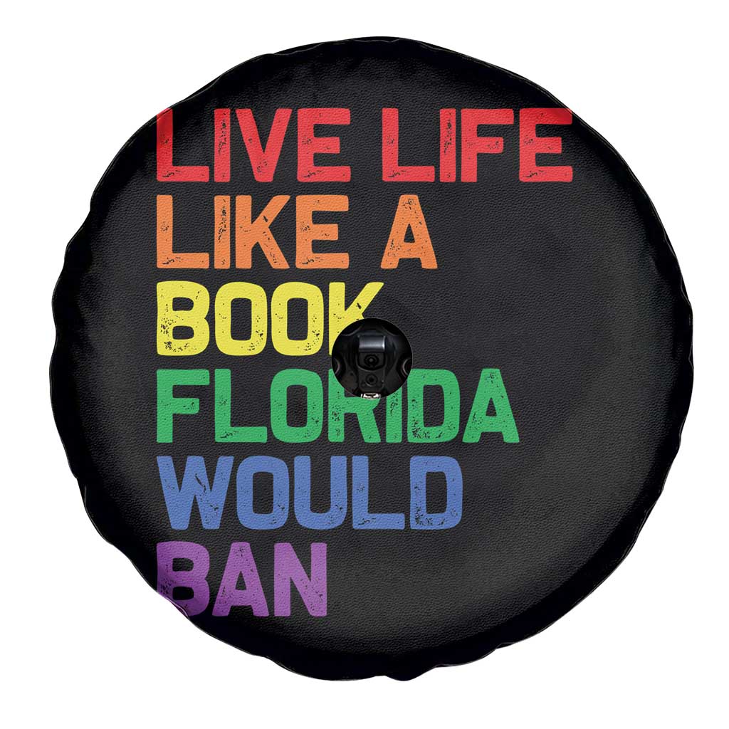 Retro Live Like Book In Florida LGBTQ Subtle Pride Spare Tire Cover Rainbow LGBTQIA Pride TS10 Print Your Wear