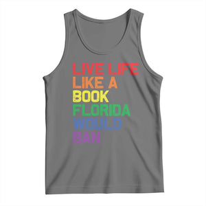 Retro Live Like Book In Florida LGBTQ Subtle Pride Tank Top Rainbow LGBTQIA Pride TS10 Black Heather Print Your Wear