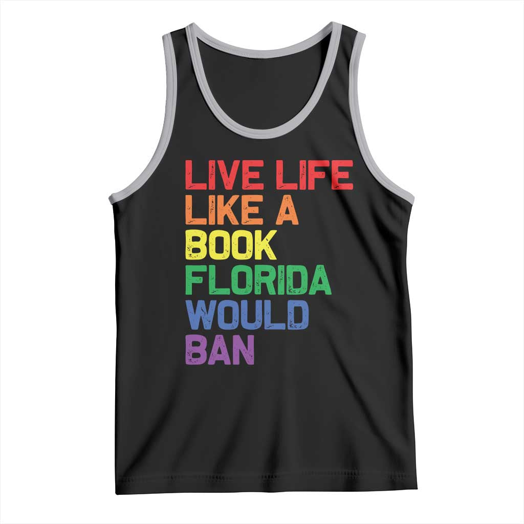 Retro Live Like Book In Florida LGBTQ Subtle Pride Tank Top Rainbow LGBTQIA Pride TS10 Black Athletic Heather Print Your Wear