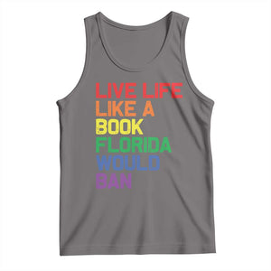 Retro Live Like Book In Florida LGBTQ Subtle Pride Tank Top Rainbow LGBTQIA Pride TS10 Deep Heather Print Your Wear