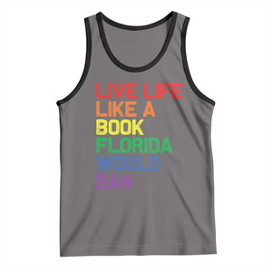 Retro Live Like Book In Florida LGBTQ Subtle Pride Tank Top Rainbow LGBTQIA Pride TS10 Deep Heather Black Print Your Wear