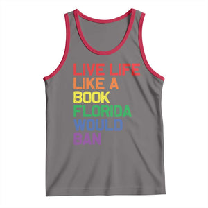 Retro Live Like Book In Florida LGBTQ Subtle Pride Tank Top Rainbow LGBTQIA Pride TS10 Deep Heather Red Print Your Wear