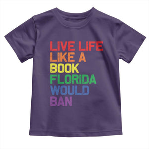 Retro Live Like Book In Florida LGBTQ Subtle Pride Toddler T Shirt Rainbow LGBTQIA Pride TS10 Purple Print Your Wear