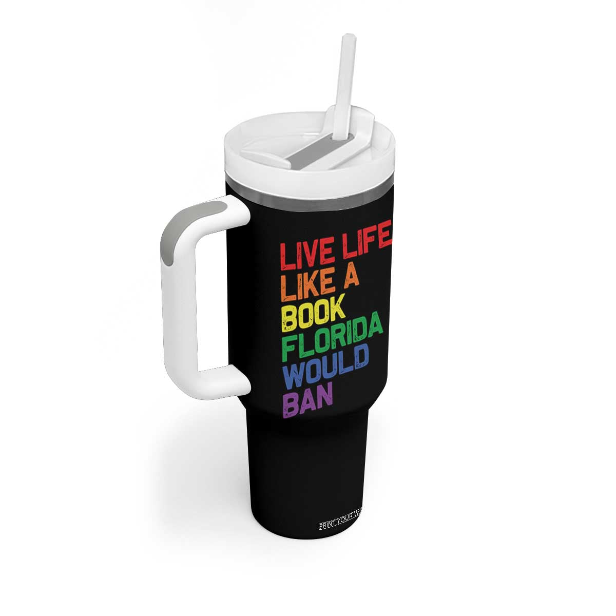 Retro Live Like Book In Florida LGBTQ Subtle Pride Tumbler With Handle Rainbow LGBTQIA Pride TS10 Print Your Wear