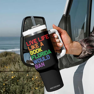 Retro Live Like Book In Florida LGBTQ Subtle Pride Tumbler With Handle Rainbow LGBTQIA Pride TS10 Print Your Wear