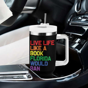 Retro Live Like Book In Florida LGBTQ Subtle Pride Tumbler With Handle Rainbow LGBTQIA Pride TS10 Print Your Wear