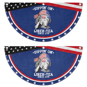 Funny 4th Of July Patriotic Fan Flag Sippin On Liber Tea Liberty Ben Franklin 1776 USA Flag