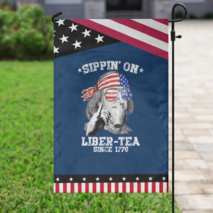 Funny 4th Of July Garden Flag Sippin On Liber Tea Liberty Ben Franklin 1776 USA Flag TS10 Classic Blue Black Print Your Wear