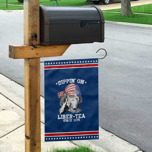 Funny 4th Of July Garden Flag Sippin On Liber Tea Liberty Ben Franklin 1776 USA Flag TS10 Classic Blue Red Print Your Wear