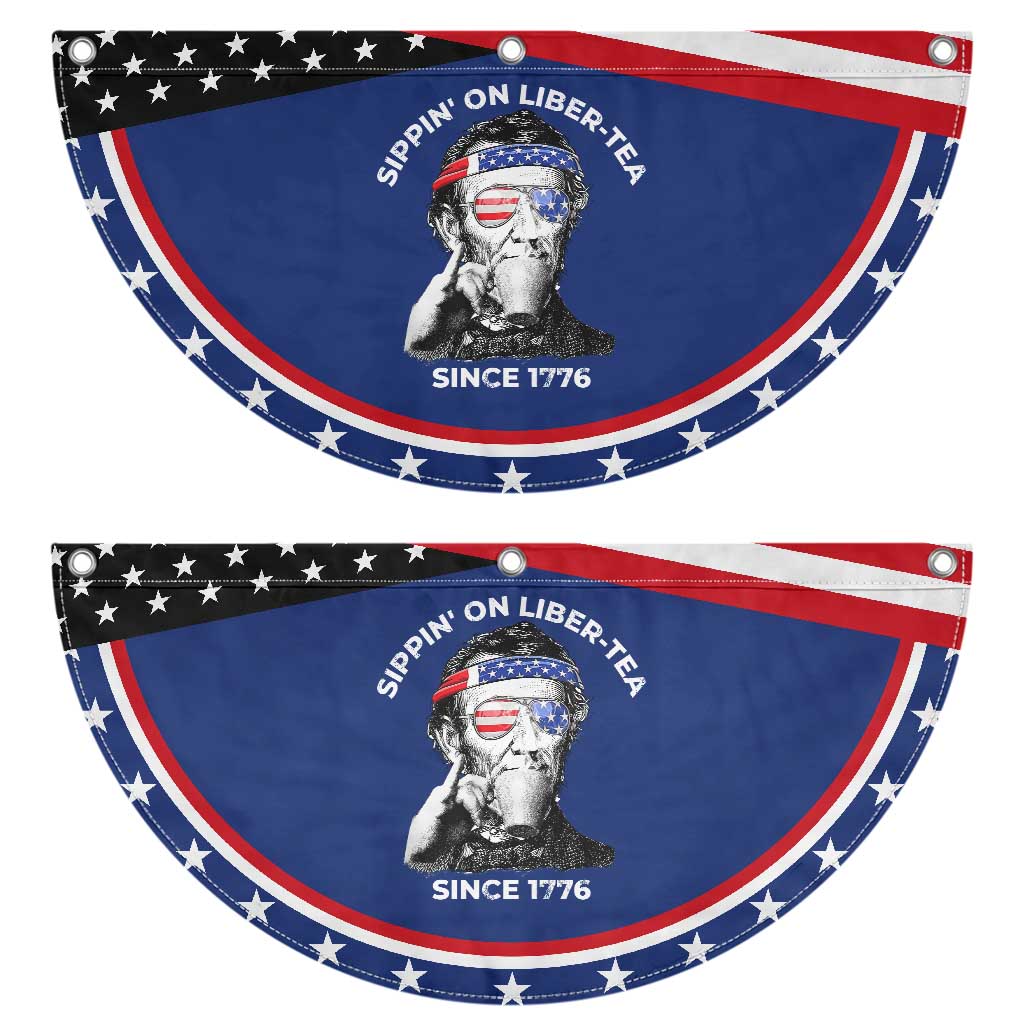 Funny 4th Of July Patriotic Fan Flag Sippin On Liber Tea Liberty Abe Lincoln 1776 USA Flag