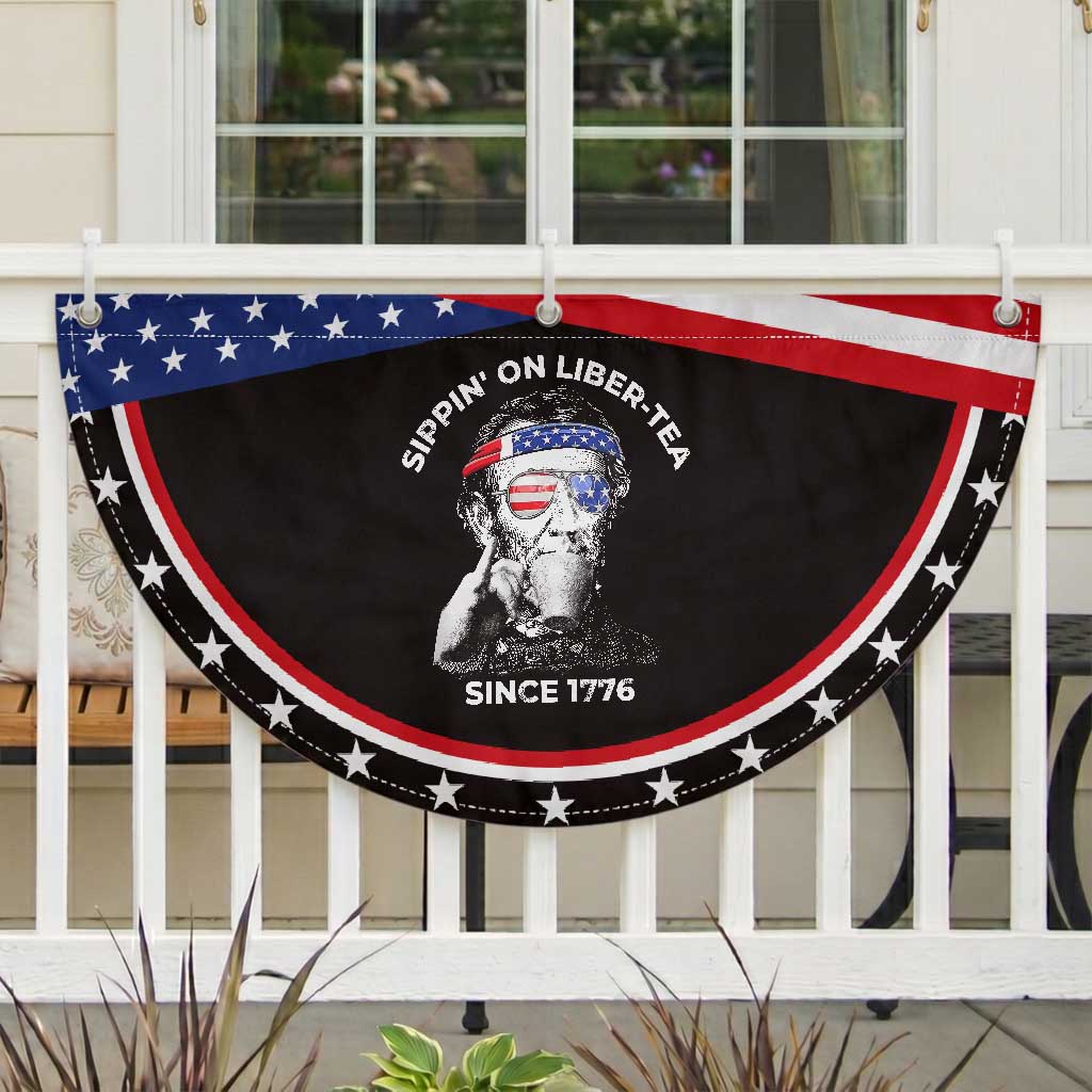 Funny 4th Of July Patriotic Fan Flag Sippin On Liber Tea Liberty Abe Lincoln 1776 USA Flag
